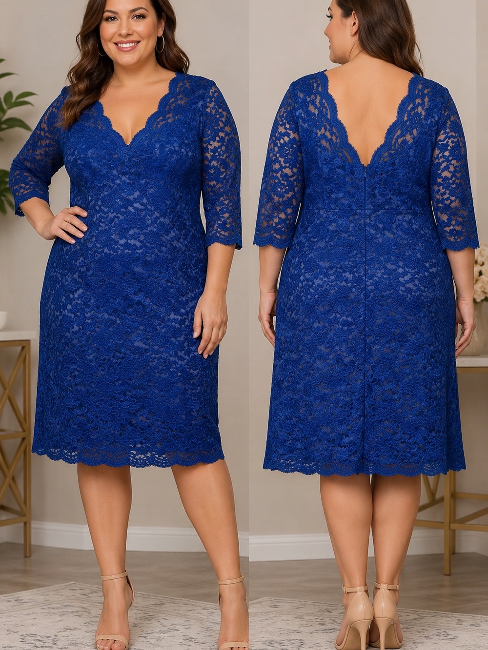 DressBarn Royal Blue Lace Sheath
Dress Women's 24 Plus Size